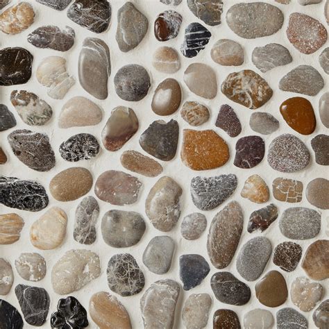 Round Mixed High Polished Pebblestone Mosaic Pebble Mosaic Pebbles