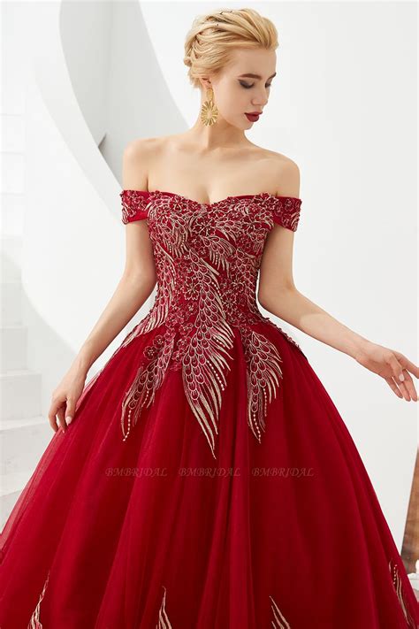 Bmbridal Off The Shoulder Tulle Ball Gown Prom Dress With Appliques