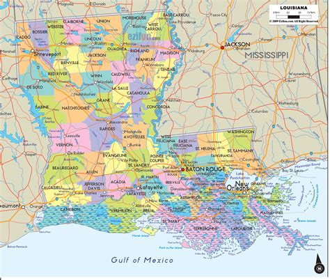 Political Map Of Louisiana Ezilon Maps
