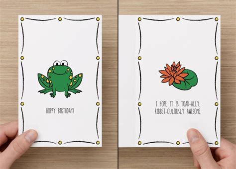 Frog Card Funny Punny Birthday Cards Animal Series By Etsy