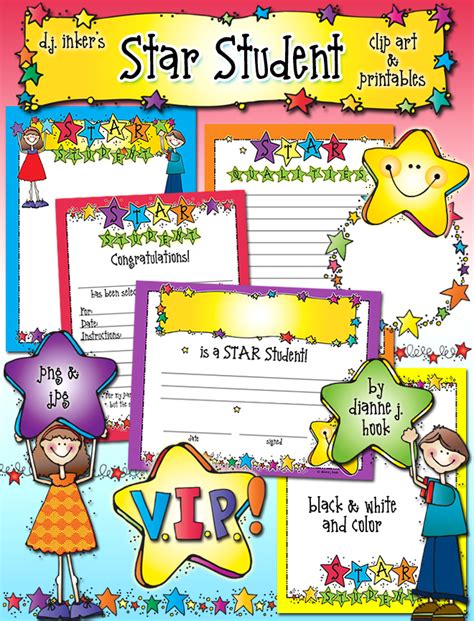 Star Student Clip Art Printables And Certificate By Dj Inkers