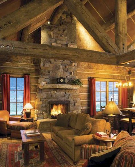 60 Stunning Log Cabin Homes Fireplace Design Ideas 50