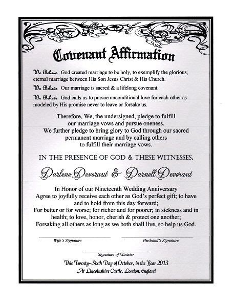 Timeless Silver Romance Marriage Covenant Renewal Certificate Great