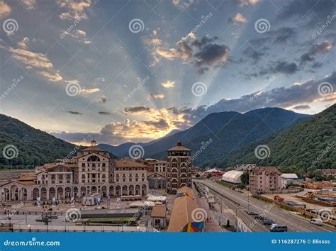 Beautiful Evening Townscape Of Gorky Gorod Mountain Resort In Caucasus