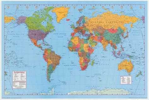 World Map Geography Poster 24x36 Bananaroad