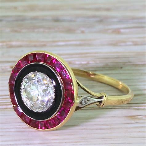 Maybe you would like to learn more about one of these? Art Deco 1.06 Carat Old Cut Diamond, Black Enamel & Ruby ...