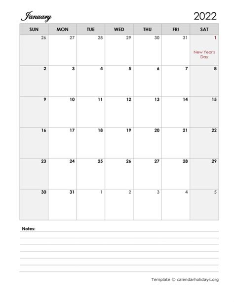 2022 Monthly Calendar Printable Year Calendar Templat