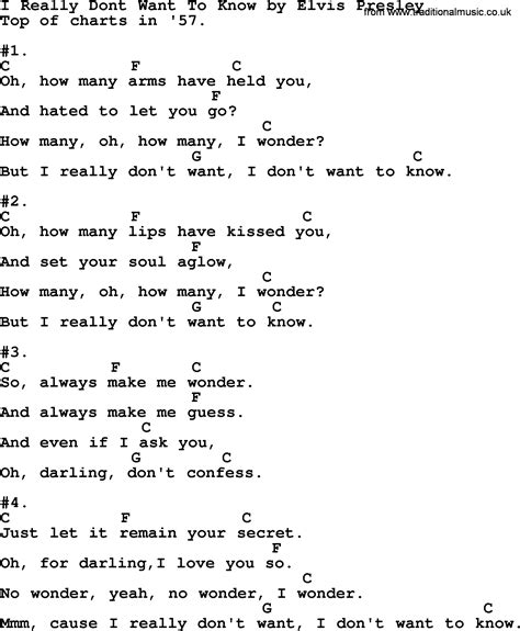 I Really Dont Want To Know By Elvis Presley Lyrics And Chords