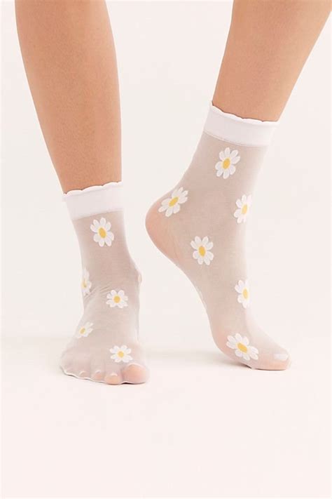Sheer Daisy Socks Sheer Flower Ankle Socks Spring Mesh Etsy Israel