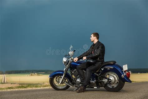Man Sitting On Motorcycle Stock Photo Image Of Biker 58924422