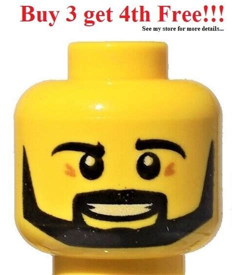 ☀️new Lego Minifigure Head Beard Black Angular Pupils Teeth Ebay