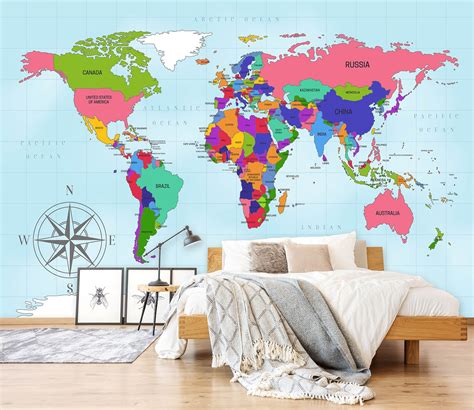 3d Color Art 2167 World Map Wall Murals Aj Wallpaper
