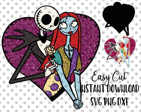 Jack And Sally Svg Heart Svg Easy Cut Layered By Color Etsy