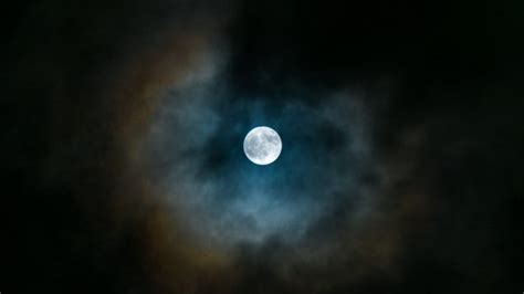 Full Moon Clouds Night Dark Overcast 4k