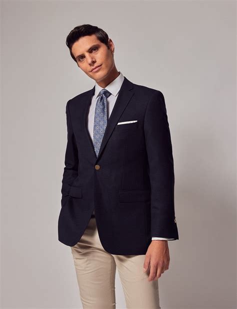 Mens Navy Blazer With Double Back Vent Hawes And Curtis