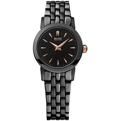 Boss Ladies Black Ion Plated Steel Bracelet Watch Watches From