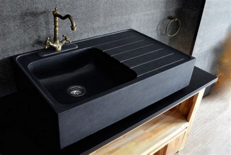 How to choose a kitchen sink installation types configurations basin depth number of accessory holes important considerations features materials how to measure and install a kitchen sink. Get Stoned: 11 Incredible Kitchen Sinks Made from Rock