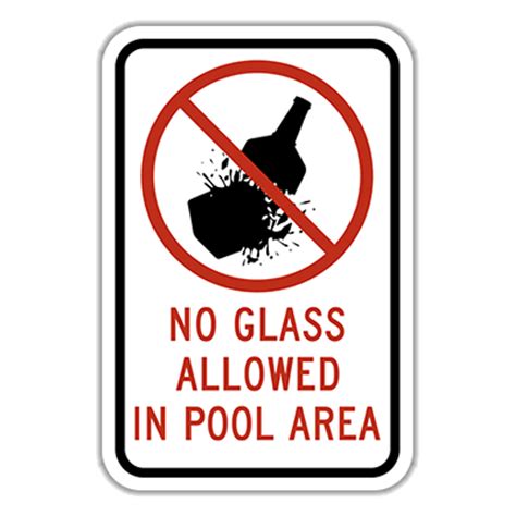 Nga No Glass Allowed In Pool Area Hall Signs