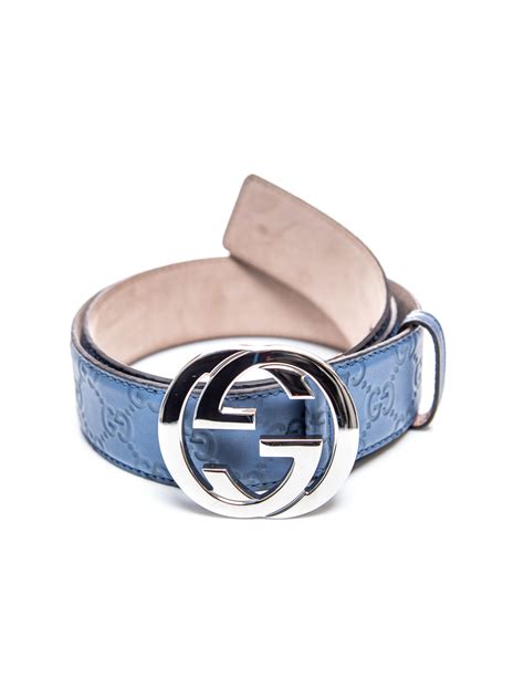 Gucci Gg Logo Buckle Belt In Blue For Men Lyst