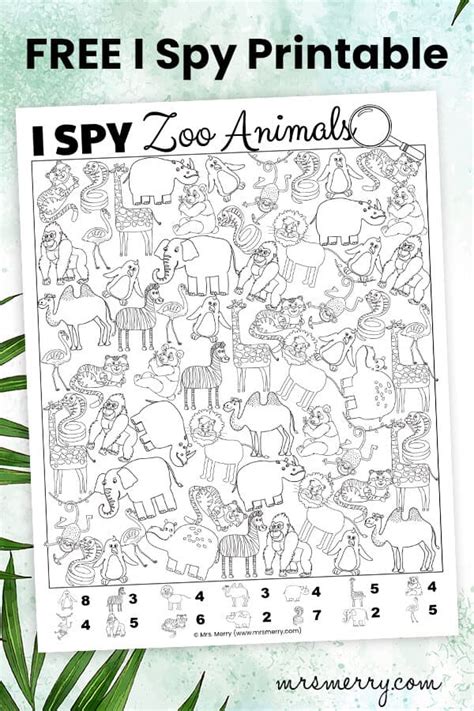 I Spy Zoo Animals Printable