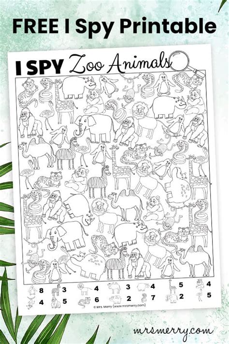 I Spy Game Printable Zoo Animals Mrs Merry