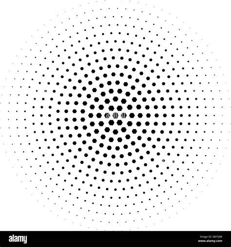 Halftone Circle Made Of Hexagons Black Vector Illustration On White
