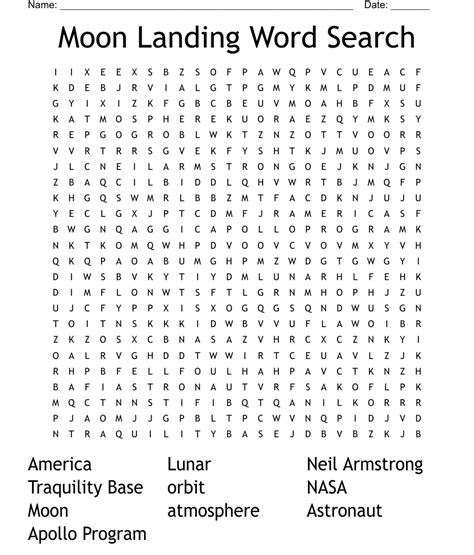 Moon Word Search Puzzle