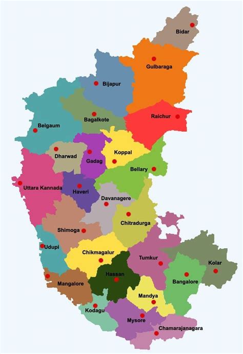 Map Of Karnataka Districtwise Karnataka Map Pilgrimage Rajasthani