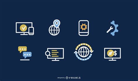 Outlined Web Designing Icons Pack Vector Download