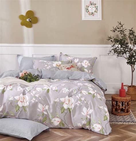 Swanson Beddings Magnolia Floral Print 3 Piece 100 Cotton Bedding Set