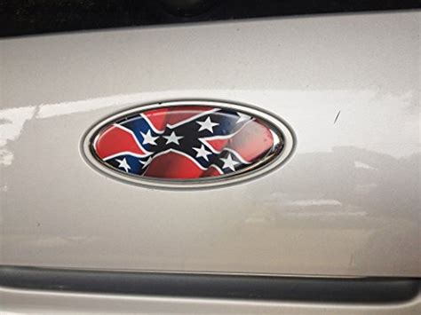 Rebel Flag Auto Wrap Vinyl Oval Shaped Decal Overlay For Ford Grill