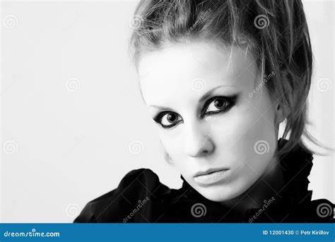 Portrait Of Young Woman With Defiant Makeup Stock Photo Image Of