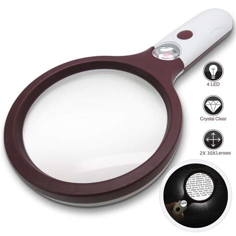 Led Magnifying Glass 2x 3x 45x Magnifier Lens Handheld Magnifying Glass With Light For