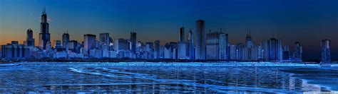 Chicago Skyline United States Dual Monitor Wallpaper Pixelzcc