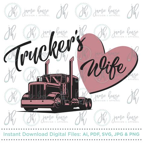 Truckers Wife Svg Cut File Trucker Truck Driver Truck Etsy España