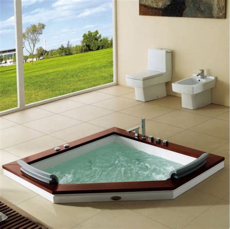 Indoor Two 2 Person Whirlpool Hydrotherapy Massage Spa Bathtub Corner