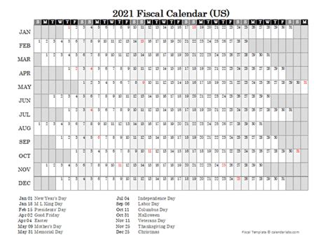 2021 Fiscal Calendar Usa Free Printable Templates