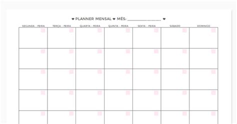 Printable Planner Mensal Minimalista — Florescer