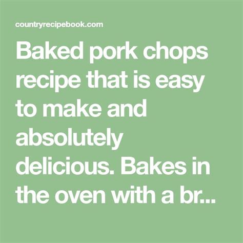 Country Style Baked Pork Chops Recipe Pork Chop
