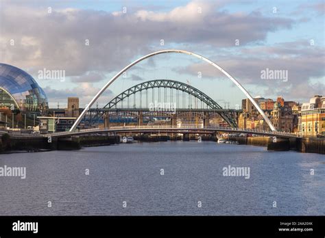 Gateshead Millennium And Tyne Bridge Over The River Tyne Newcastle Uk