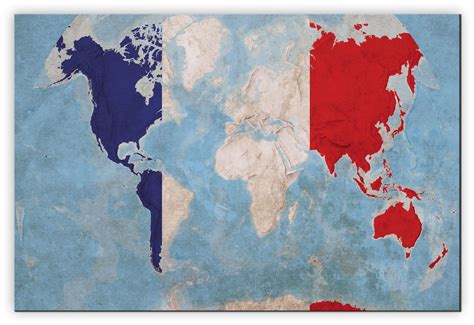 Small France Flag Map Of The World Canvas