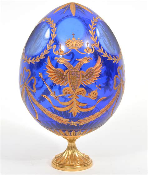 Lot Faberge Grand Romanov Eagle Crystal Egg