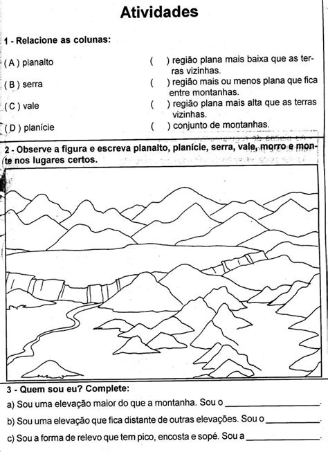 Atividades De Geografia Relevos Brasileiros Relevo Geografia C