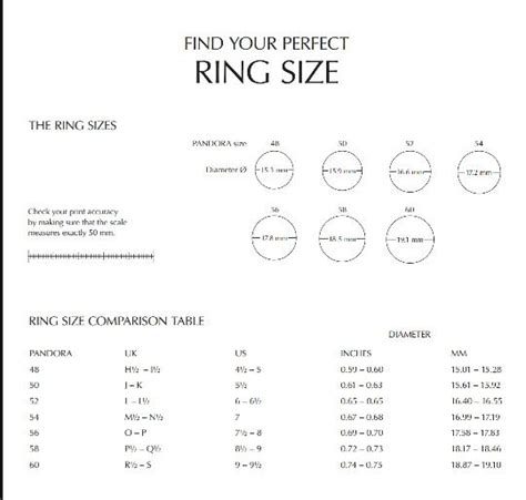 Pandora Ring Size Chart Printable Printable Word Searches
