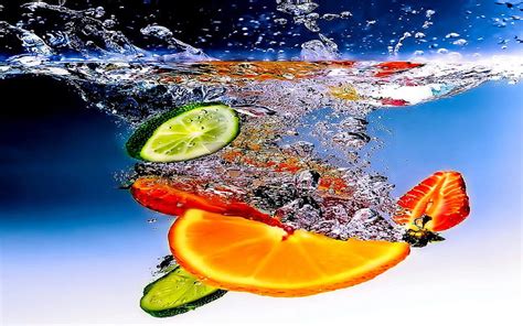 Refreshing Red Strawberry Orange Abstract Lime Fruit Splash