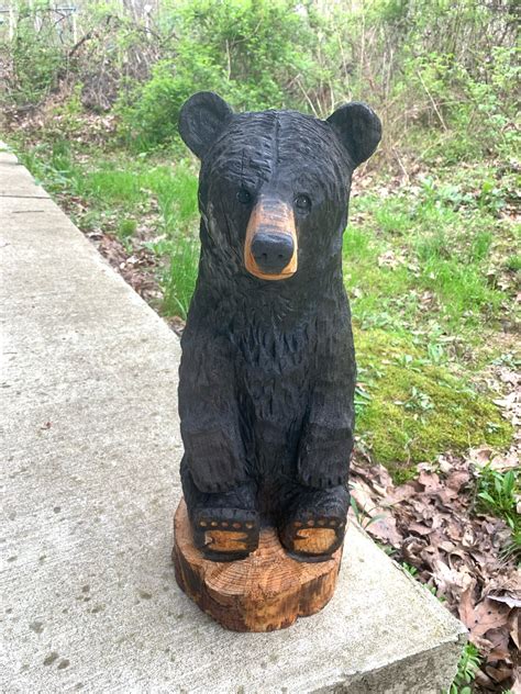 Bear Chainsaw Carving Bear Wood Carving Bear Sculpture Black Bear
