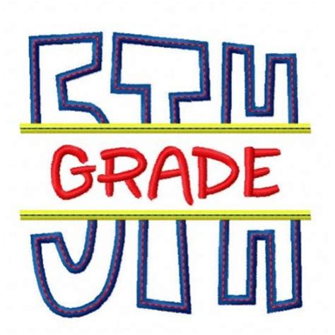 Split 5th Fifth Grade Applique Back To School