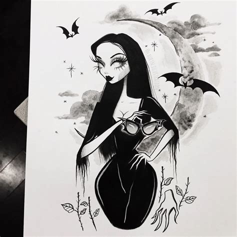 Like all the addams, she is attracted to the macabre, though not typically evil. Pin by Kayli on Story Art | Halloween illustration, Anime drawings, Illustration