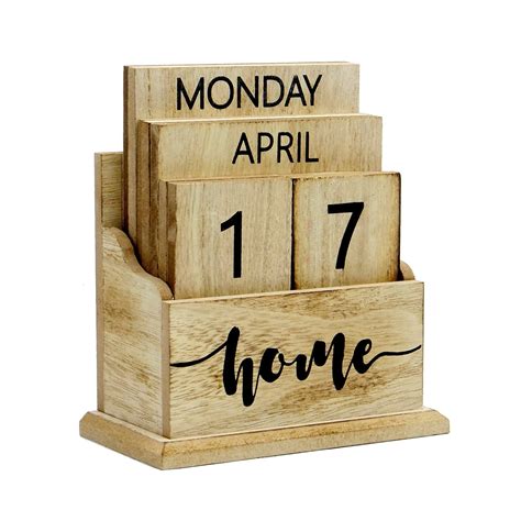 Wooden Vintage Perpetual Calendar Stylish Eternal Desk Calendar