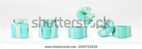 3d Turquoise Gift Boxes Open Closed Stock Vector Royalty Free